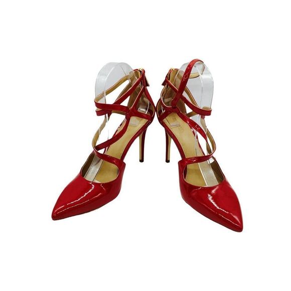 MICHAEL MICHAEL KORS Catia Red Pointed Toe Strappy Heels Patent Leather 7 4" - Picture 5 of 11